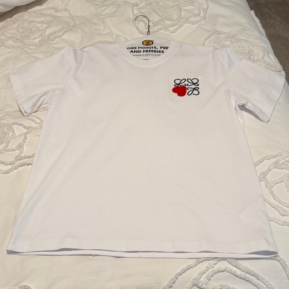 Loewe White Tee with Red Heart Detail